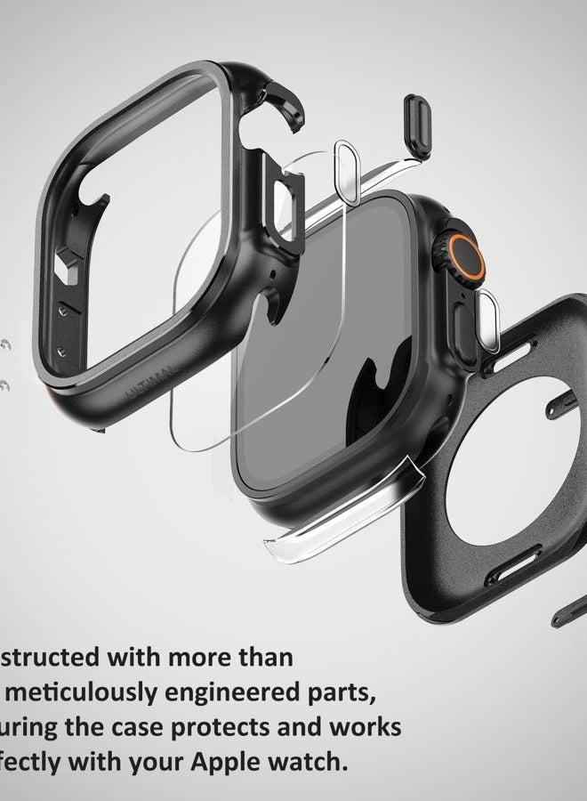 ULTIMAL Metal Case Compatible with Apple Watch Ultra/Ultra 2 49mm with Back Cover, Military Grade Shockproof Protective Case, Rugged Cover for iWatch 49mm (Black) - Image 4