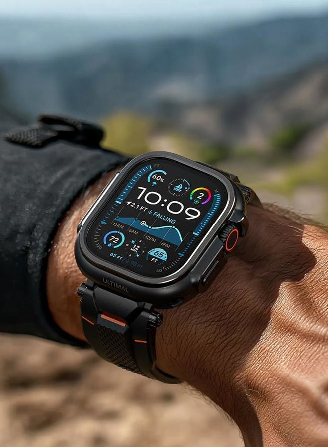 ULTIMAL Metal Case Compatible with Apple Watch Ultra/Ultra 2 49mm with Back Cover, Military Grade Shockproof Protective Case, Rugged Cover for iWatch 49mm (Black) - Image 2