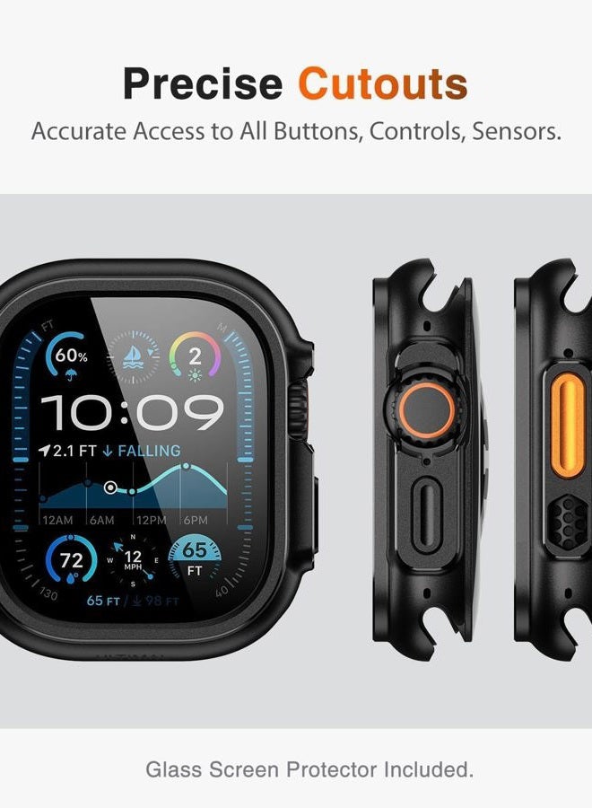 ULTIMAL Metal Case Compatible with Apple Watch Ultra/Ultra 2 49mm with Back Cover, Military Grade Shockproof Protective Case, Rugged Cover for iWatch 49mm (Black) - Image 5