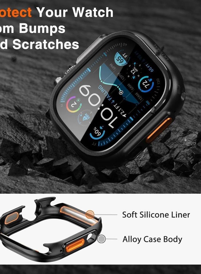 ULTIMAL Metal Case Compatible with Apple Watch Ultra/Ultra 2 49mm with Back Cover, Military Grade Shockproof Protective Case, Rugged Cover for iWatch 49mm (Black) - Image 3