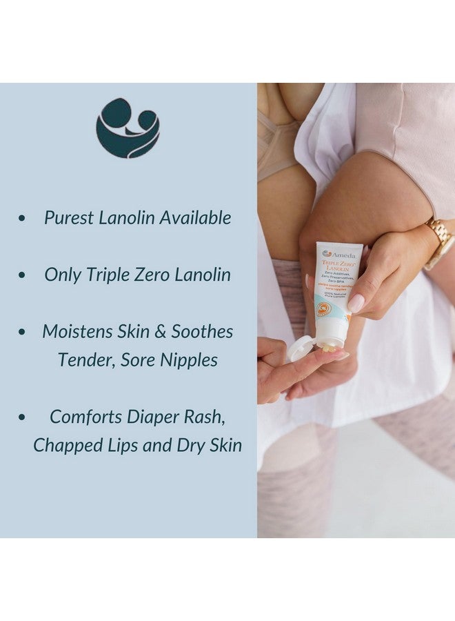Ameda Triple Zero Lanolin Nipple Cream for Breastfeeding Pain | All Natural Lanolin Nipple Balm | Single Ingredient Pure Lanolin Cream | Breast Feeding Must Haves | ONLY Triple Zero Lanolin 35g/1.2oz - Image 1