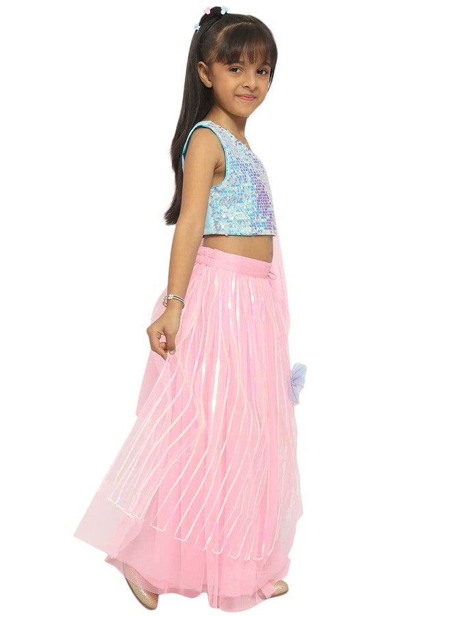 Nautinati nauti nati Polyester Girls Lehenga Choli (EW312-005_Pink-Blue_4Y) - Image 4