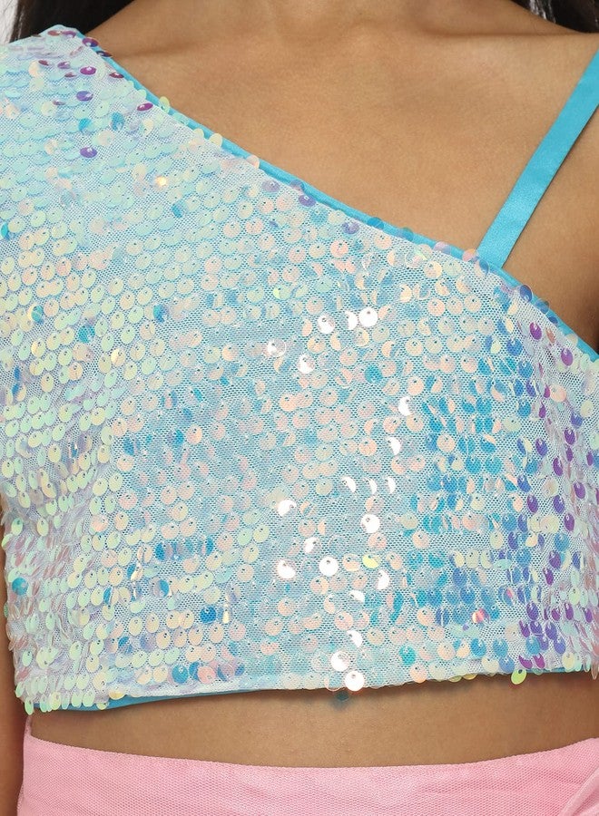 Nautinati nauti nati Polyester Girls Lehenga Choli (EW312-005_Pink-Blue_4Y) - Image 5