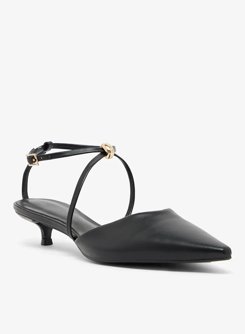 Ginger Gold Accent Strap Low Heel Pumps