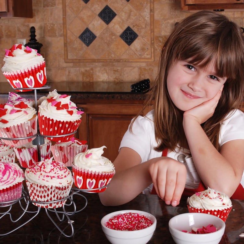 Quera 600 Pcs Valentine's Day Cupcake Liners Heart Cupcake Baking Cups Cupcake Wrappers Paper Wraps Paper Patterned Cupcake Liners for Valentine's Day Wedding Party Decorations (Classic Style) - Image 5