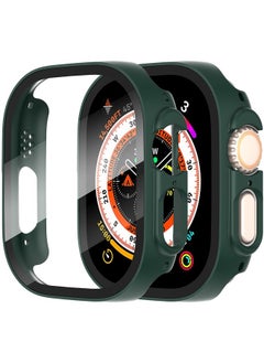 Suoman 2-Pack for Apple Watch Ultra/Ultra 2 49mm PC All-Around Screen Protector Case, Tempered Glass Screen Protector Case Ultra-Thin for iWatch Ultra/iWatch Ultra 2 49mm Protection Cover - Green
