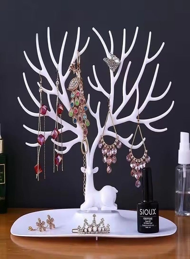 Hidak Deer Jewelry Tree Tray Holder Deer Tree Jewelry Tower Stand For Earrings Necklace Ring Bracelets Jewelry Organizer Display - Image 2