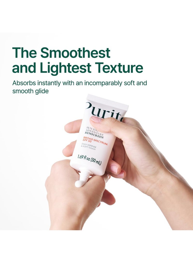 PURITO Sun Day Adventure Korean Sunscreen Smoothest and Lightest Texture Broad Spectrum SPF 50 UVA & UVB Protection No White Cast Oil Free For All Skin Types Vegan Daily Skin Care 50ml, 1.69 fl.oz - Image 4
