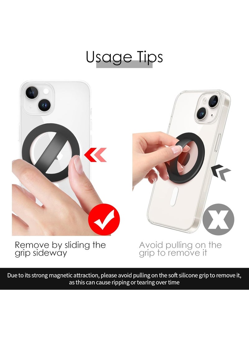 Magnetic Silicone Ring Grip Phone Holder, Rotating Finger Ring Grip Holder, Soft and Portable, Strong Magnetic Attraction, Compatible with Magsafe Phone Cases (Black) - Image 5