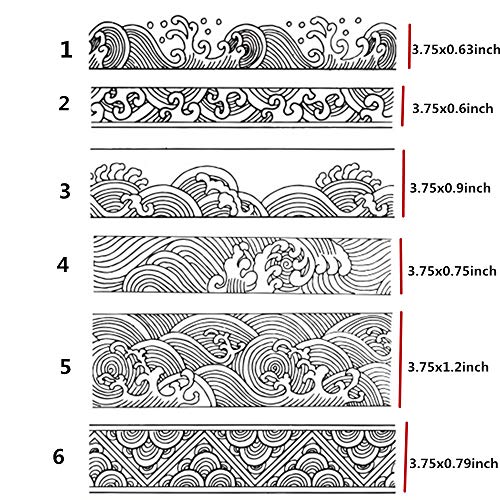 Arbuya Chinese Japanese Retro Style Ocean Waves Borders Lines Clouds Stamps Scrapbook DIY Photo Album Cards Rubber Stamp Clear Stamps Transparent Stamp - Image 2