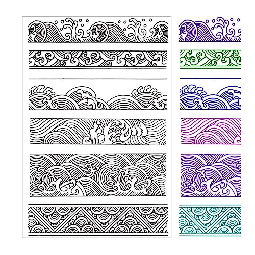 Arbuya Chinese Japanese Retro Style Ocean Waves Borders Lines Clouds Stamps Scrapbook DIY Photo Album Cards Rubber Stamp Clear Stamps Transparent Stamp - Image 5