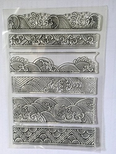 Arbuya Chinese Japanese Retro Style Ocean Waves Borders Lines Clouds Stamps Scrapbook DIY Photo Album Cards Rubber Stamp Clear Stamps Transparent Stamp - Image 3