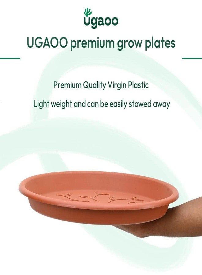 أوجاو صينية بلاستيكية معالجة بالأشعة فوق البنفسجية من Ugaoo للزراعة (طبق/صحن) للأصص - 18 بوصة، لون بني/طيني، طقم من 3 قطع | صينية لأصص النباتات لتزيين المنزل الداخلي والحديقة الخارجية والشرفة - Image 2