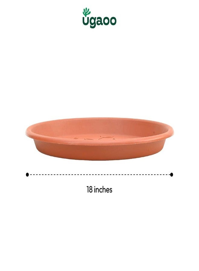أوجاو صينية بلاستيكية معالجة بالأشعة فوق البنفسجية من Ugaoo للزراعة (طبق/صحن) للأصص - 18 بوصة، لون بني/طيني، طقم من 3 قطع | صينية لأصص النباتات لتزيين المنزل الداخلي والحديقة الخارجية والشرفة - Image 5