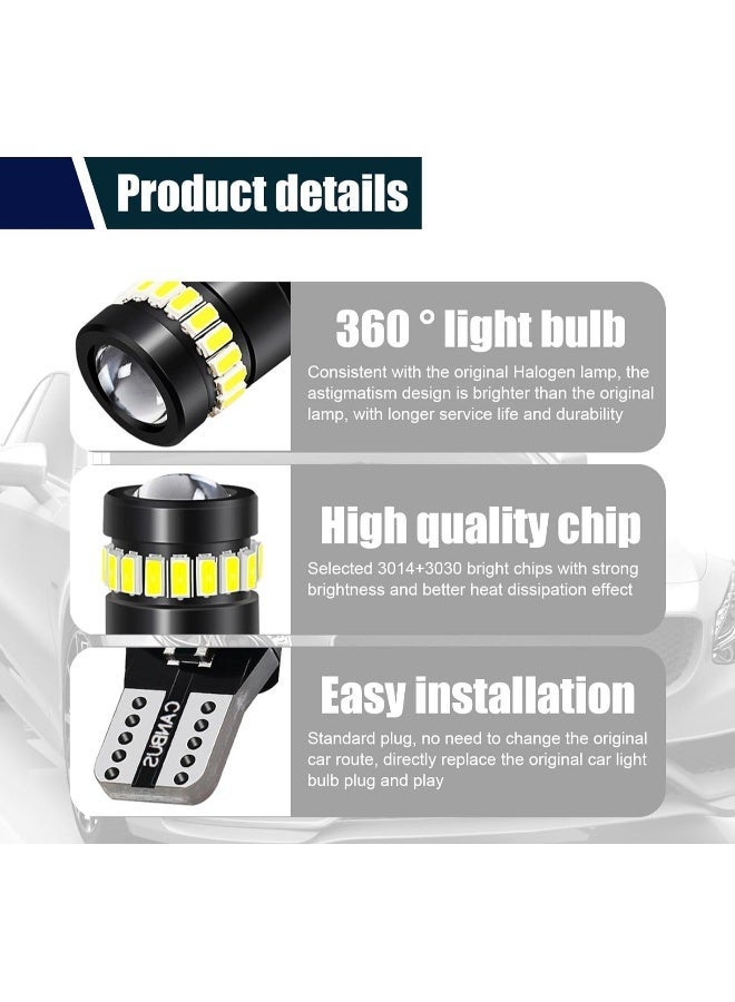 MUNTAQI T10 Width Indicator Light, 2 PCS T10 LED Bulbs, 155 Lumens Super Bright Xenon White Light, for Side Marker and Width Lights.18SMD 3014 1SMD 3030 Chipset, 6500K, 12V Cross Flow Car Light - Image 1
