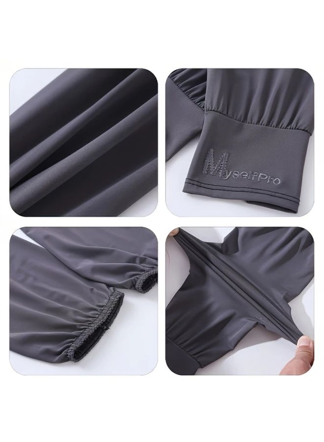 Dark Gray Cooling Arm Sleeves Breathable Quick Dry UV Sun Protection for Cycling Driving Fishing - Image 4