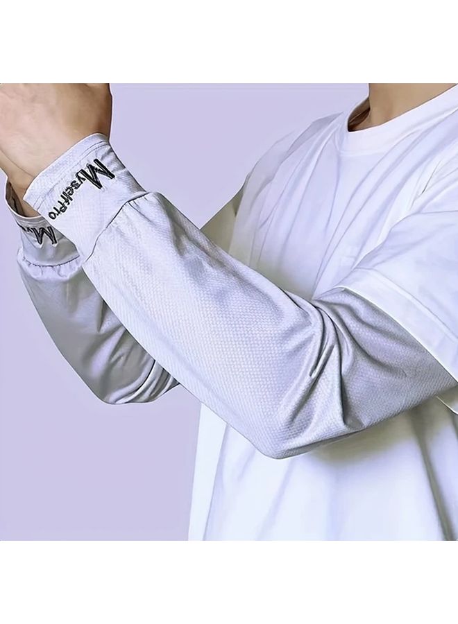 Dark Gray Cooling Arm Sleeves Breathable Quick Dry UV Sun Protection for Cycling Driving Fishing - Image 5