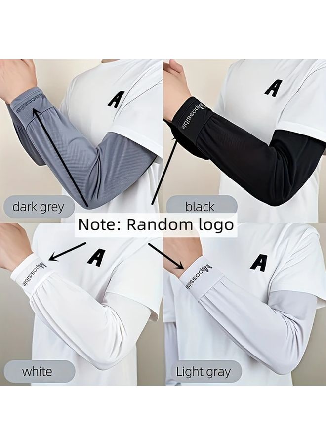 Dark Gray Cooling Arm Sleeves Breathable Quick Dry UV Sun Protection for Cycling Driving Fishing - Image 2