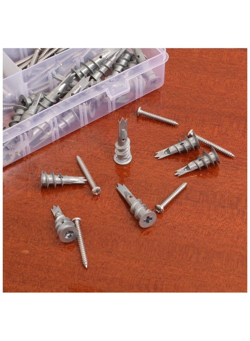 ZFHDBM 140PCS Metal Self Drilling Drywall Anchors and Screws Kit – 40PCS 32MM/30PCS 40MM Heavy Duty Hollow Zinc Anchors +40PCS 30MM/30PCS 40MM Screws | 80LB Sheetrock Anchors for Hanging & Mounting - Image 4