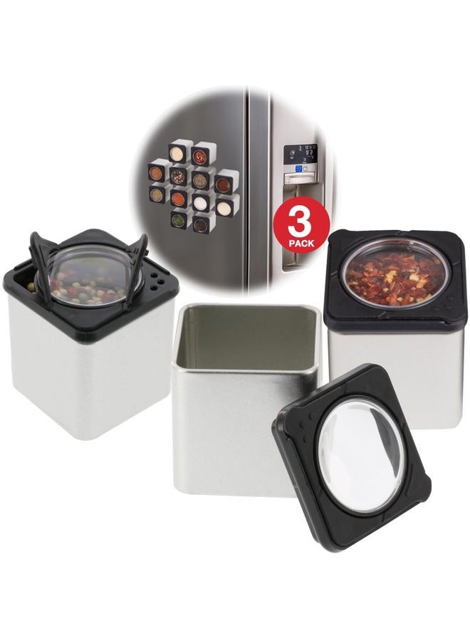 Good Cooking Set of 3 Magnetic Spice Jars, Shake or Pour Containers Attach to Most Refrigerator Doors & Appliances, Seasoning Dispensers- Easy To Open Window Top Shaker Lids- Kitchen Essential - Image 1