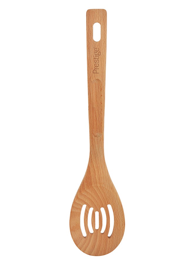 Prestige Wooden Slotted Spoon Wood 13.6x9.4cm - Image 1