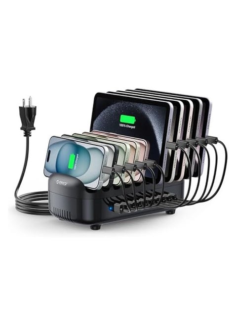 120W Charging Station for Multiple Devices 10 Ports Smart USB Charging Docking Organizer with Cooling Fan