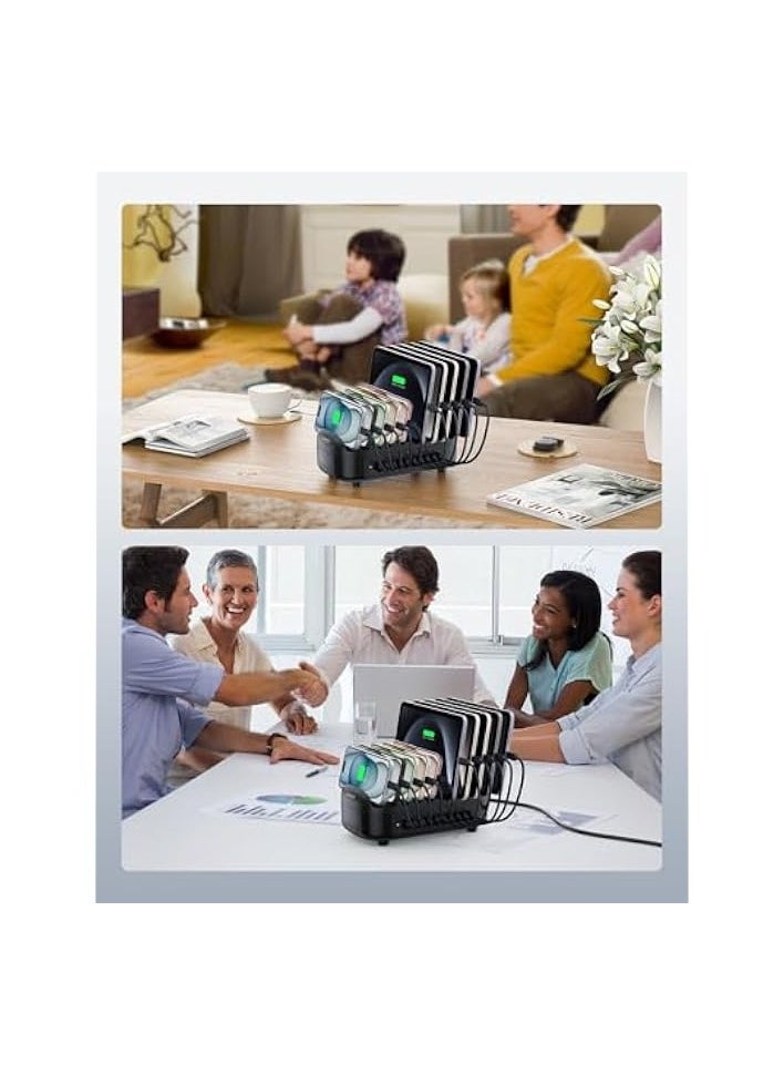 120W Charging Station for Multiple Devices 10 Ports Smart USB Charging Docking Organizer with Cooling Fan
