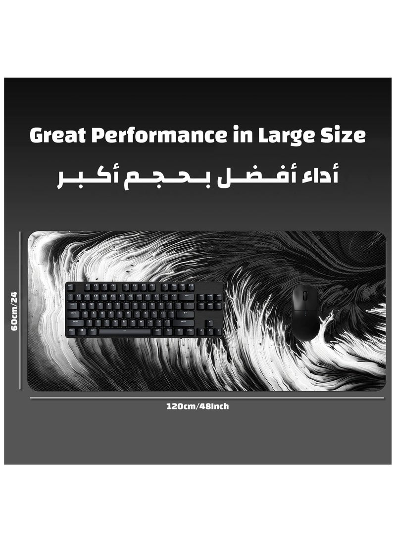 ياسا - ماوس باد كبير جدا من ياسا مقاس 120*60 سم بتصميم جرافيك جميل جدا مع خاصية منع الانزلاق يكفي للفأرة والكيبورد وحواف مخيطه ومضاد للسوائل ربل الأسود - Image 1
