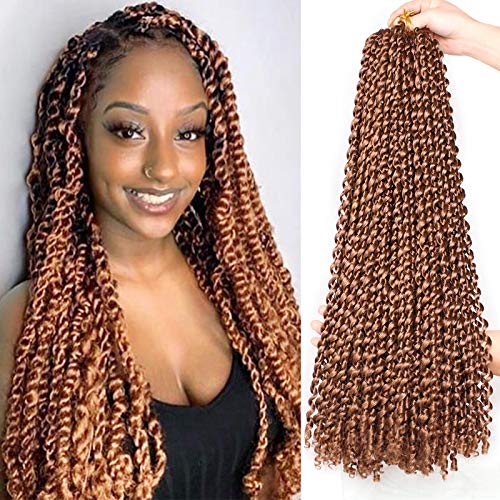 Leeven 2 Packs 24 Inch Passion Twist Hair Long Bohemian Water Wave Crochet Hair for Butterfly Locs Braiding Hair Brown Curly Synthetic Passion Twists Hair Goddess Locs Hair Extensions 30# - Image 1