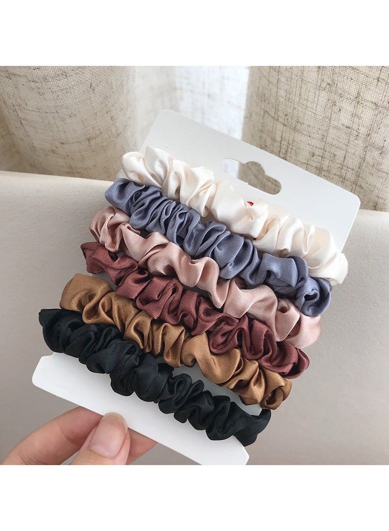 general Silk Hair Scrunchies Soft  Comfortable Small Silk Scrunchy Skinny Hair Ties Bows Ropes Elastics Ponytail Holders for Women Girls Hair Accessories 6 Pcs - Image 4