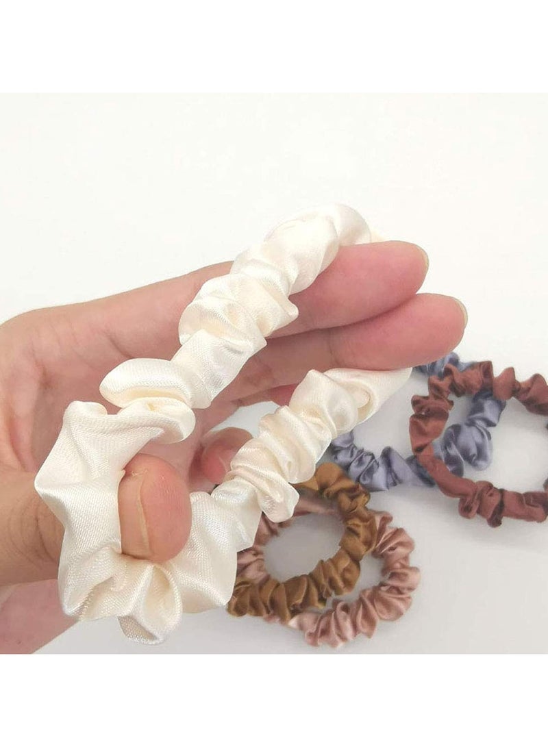 general Silk Hair Scrunchies Soft  Comfortable Small Silk Scrunchy Skinny Hair Ties Bows Ropes Elastics Ponytail Holders for Women Girls Hair Accessories 6 Pcs - Image 3