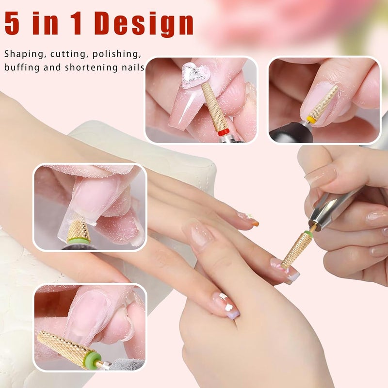 Eyech 4Pcs Nail Drill Bits Set Carbide Drill Bits for Nails 332 Shank Size Gold Cuticle Bit for Nail Drill for Manicure Nail Prep Polishing Hard Gel RemovingC M F XF - Image 3