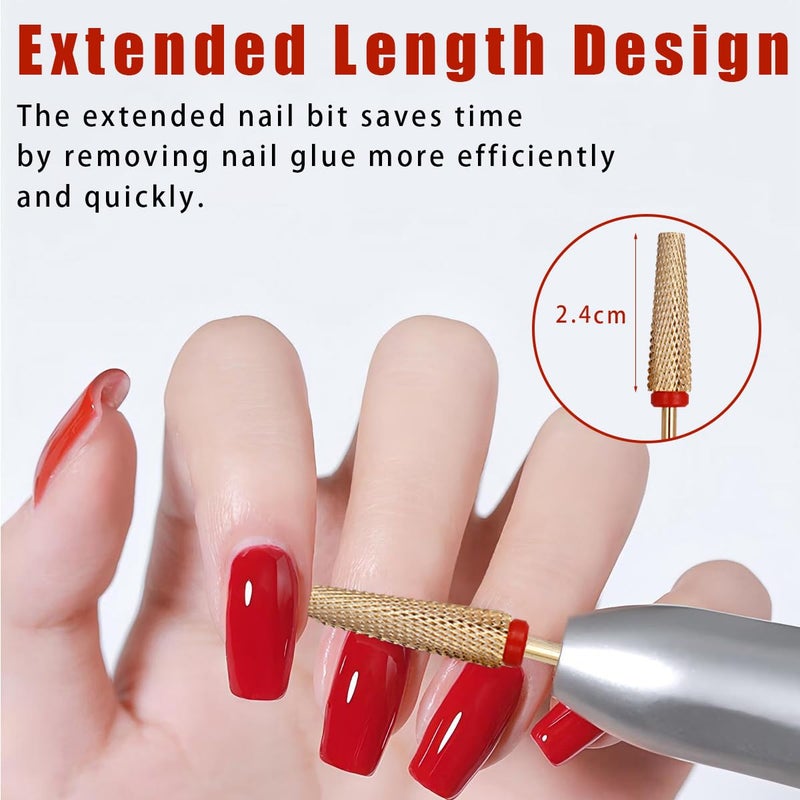 Eyech 4Pcs Nail Drill Bits Set Carbide Drill Bits for Nails 332 Shank Size Gold Cuticle Bit for Nail Drill for Manicure Nail Prep Polishing Hard Gel RemovingC M F XF - Image 5