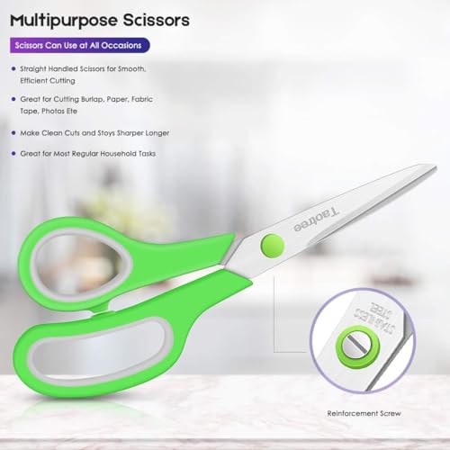 Taotree Scissors Bulk Set of 6-Pack, Taotree 8" Scissors All Purpose Comfort Grip Sharp Shears for Office School Supplies, High/Middle School Student Teacher Home Art Craft Sewing Fabric, Scrapbook Supplies - Image 5