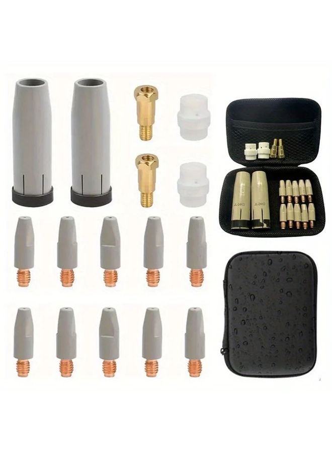 16pcs 24KD MB24 Welding Nozzle Set With 2 Gas Nozzles 2 Diffusers 10 Contact Tips - Image 2
