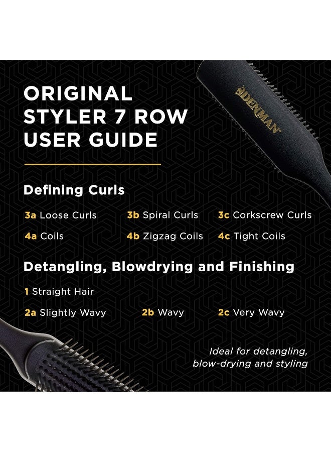 Denman Original Styler, 7 Row for Detangling, Blow-drying, Styling & Smoothing the Hair, All Black D3 - Image 2