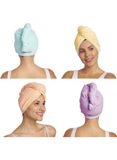 Turbie Twist Turbie Twist 4Pack Microfiber Hair Towel for Beauty Travel Gifting  Wrap Turban for Straight Wavy  Curly Hair  Premium Personal Care  Bermuda Purple Lilac  Lemon 