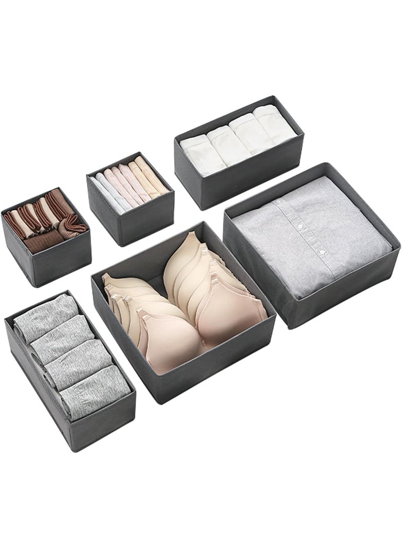 Halamine Drawer Organizer Clothes, 6 Pieces Fabric Closet Storage Organizer, Dresser Drawer Dividers for Baby Clothing Bra Socks Ties Scarf Underwear - Image 3