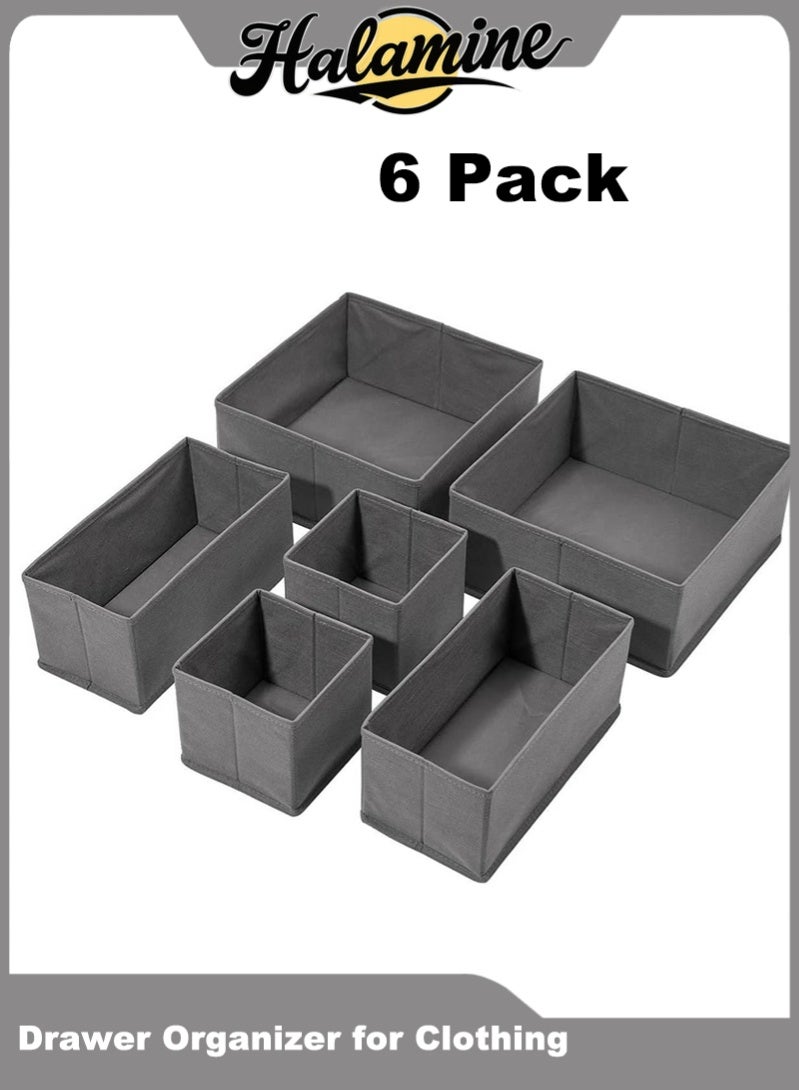 Halamine Drawer Organizer Clothes, 6 Pieces Fabric Closet Storage Organizer, Dresser Drawer Dividers for Baby Clothing Bra Socks Ties Scarf Underwear - Image 1