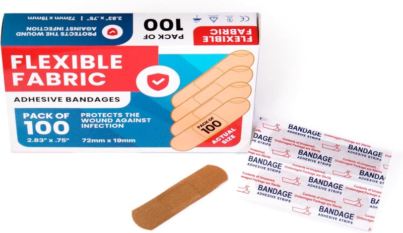 Flexible Fabric Adhesive Bandages Comfortable Flexible Protection and Wound Care for Minor Cuts and Scrapes Pad Designed to Cushion Painful Wounds 100 Count One Size - Image 3