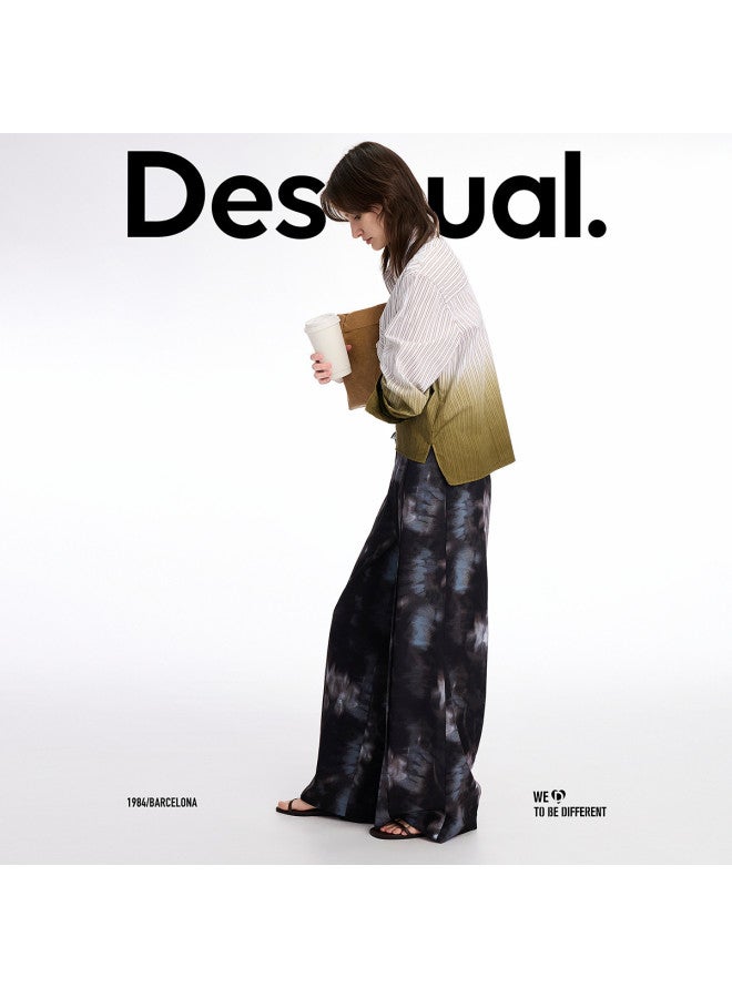 DESIGUAL مجموعة جديدة ss25 بنطلونات كاجوال نسائية مع طباعة يدوية التطريز على الجيب الخلفي - Image 2