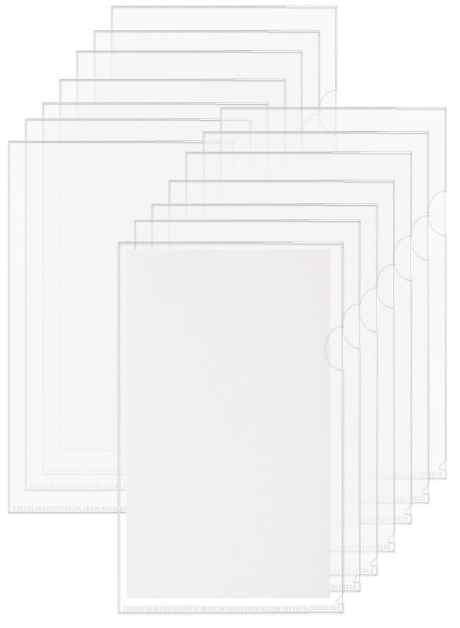 HABGP 14Pcs Clear File Folders Letter Size, Sheet Protectors 8.5 x 11 Inch, Plastic Folders L-Shaped Beveled Open Report Covers Page Paper Document Folder - Image 1