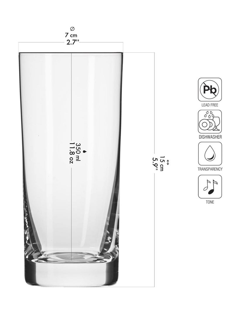 Krosno Tall Water Drinking Glasses | Set Of 6 | 350Ml - Image 2