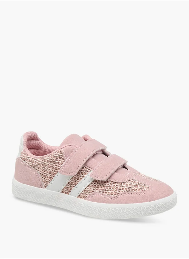 Little Missy Girls Panelled Sneakers with Hook and Loop Closure