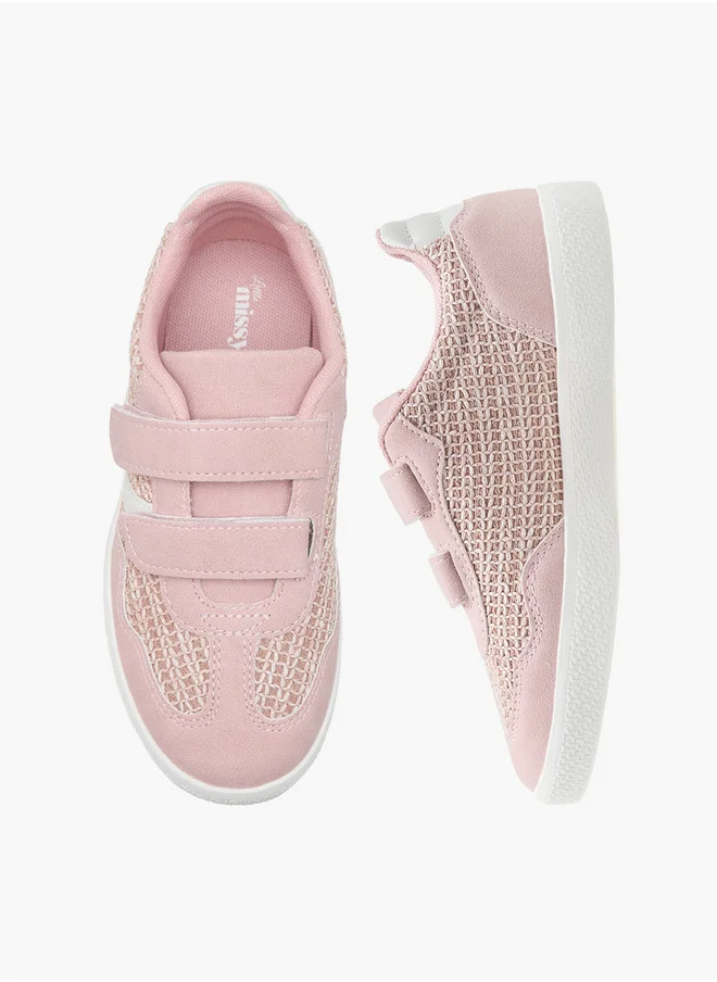 Little Missy Girls Panelled Sneakers with Hook and Loop Closure