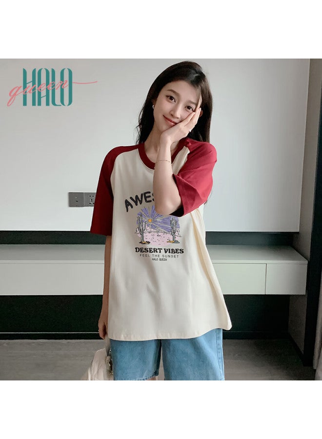 HALOQUEEN Halo Queen Women's Short Sleeve T-shirt Summer Korean Style Plant Print Trendy Top H143t1412 - Image 5