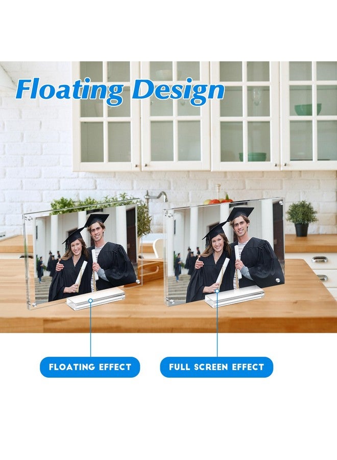 جويوفيب إطار صور أكريليك JUOIFIP مقاس 5 × 7 بوصة، عبوة من 5 إطارات صور مغناطيسية شفافة، إطار صور قائم بذاته على الوجهين لعرض سطح المكتب، إطار مغناطيسي بكميات كبيرة للعائلة والمكتب وحفلات الزفاف - Image 4