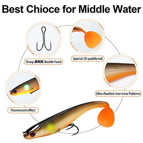 TRUSCEND Power Soft Fishing Lures Pre-Rigged BKK Hook, Japan Formula, Slow Sinking, Swimming, Jerking, Freshwater or Saltwater Swimmer for Bass Trout Pike Fishing Fishing Gifts for Men - Image 4
