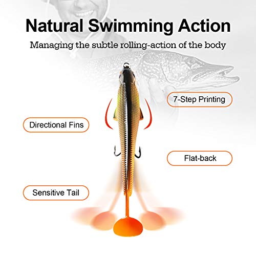 TRUSCEND Power Soft Fishing Lures Pre-Rigged BKK Hook, Japan Formula, Slow Sinking, Swimming, Jerking, Freshwater or Saltwater Swimmer for Bass Trout Pike Fishing Fishing Gifts for Men - Image 5