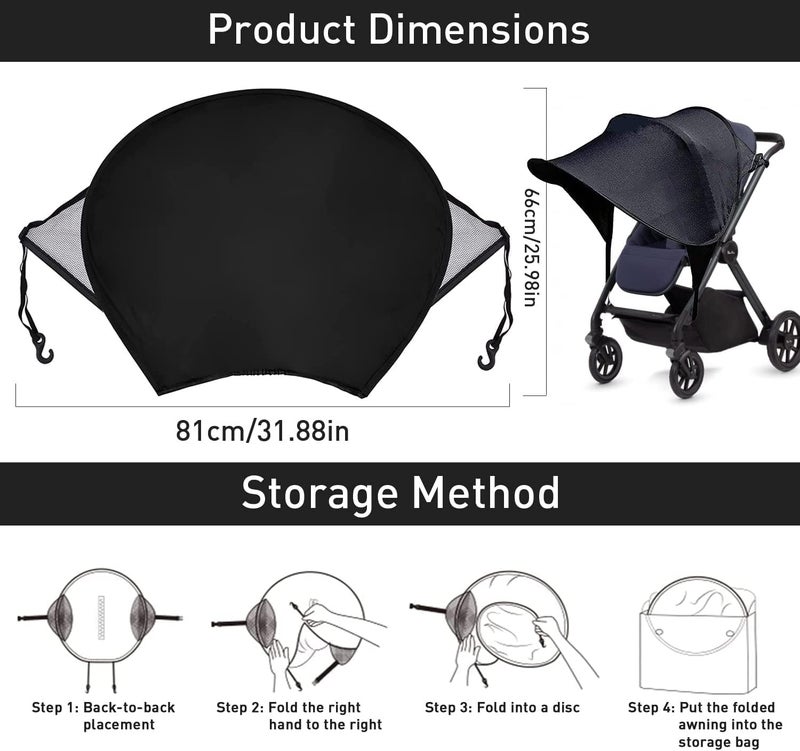 Lonimia Pram Sun Shade Cover,UPF50+ Universal Baby Sunshade,Foldable Baby Stroller Sun Shade Pushchair Awning,Breathable Pram Sun Shade,Stroller Sun Shade Canopy for Pushchair, Buggy,Stroller and Carrycot - Image 4